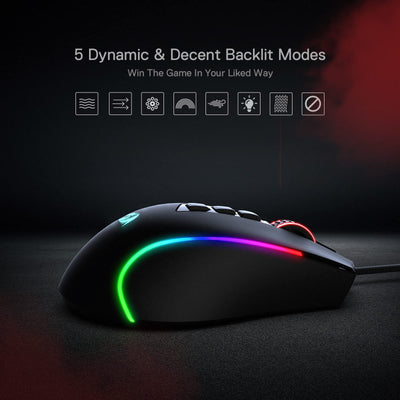 Redragon M612 Predator RGB Gaming Maus, 8000 DPI kabelgebundene optische Maus mit 11 programmierbaren Tasten & 5 Hintergrundbeleuchtungsmodi, Software unterstützt DIY Keybinds Rapid