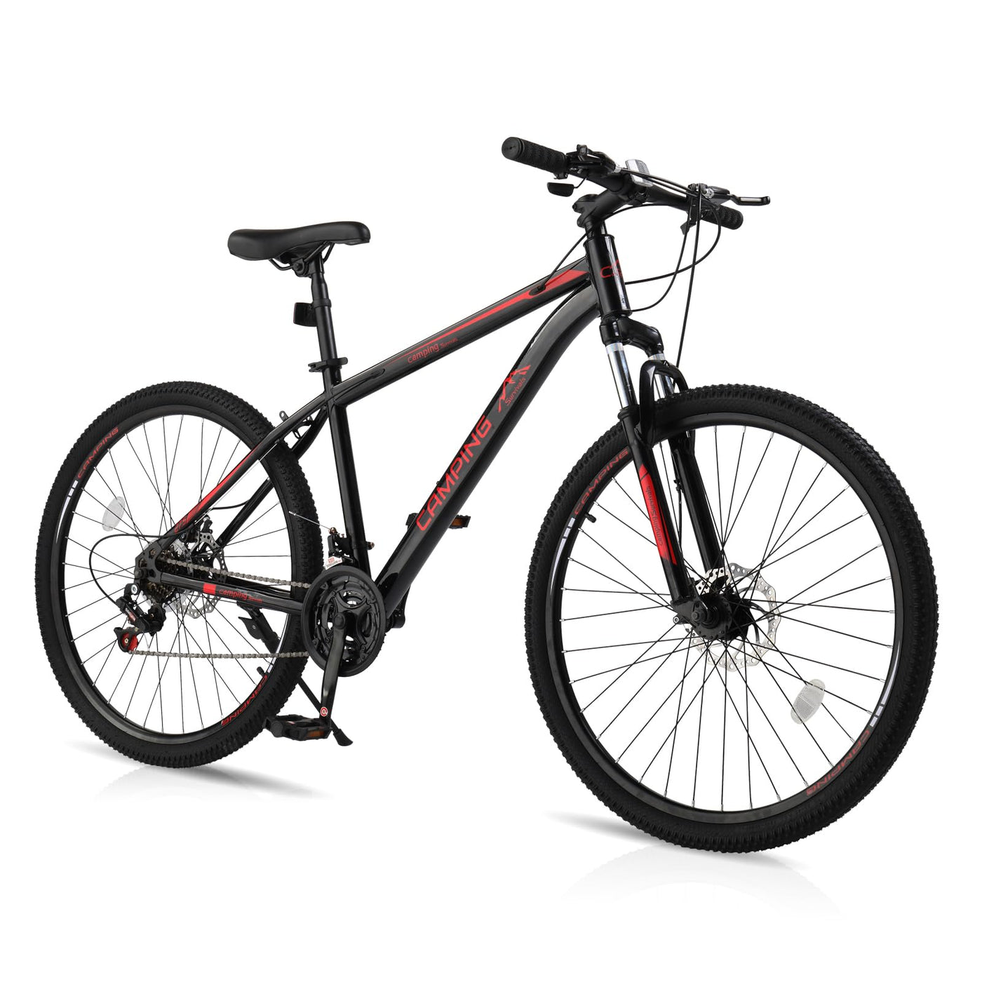 Ktaxon Mountainbike 27,5 Zoll Herren & Damen Mountainbike 21-Gang Erwachsenenfahrräder, Doppelscheibenbremse, Federgabel, Rahmen aus Kohlenstoffstahl (Schwarz)