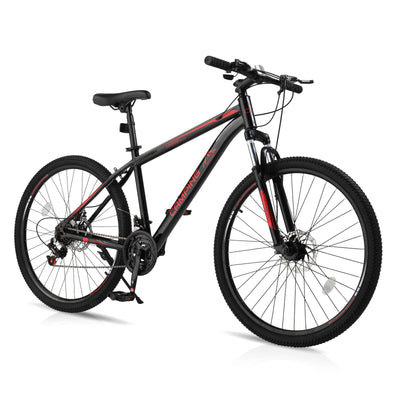Ktaxon Mountainbike 27,5 Zoll Herren & Damen Mountainbike 21-Gang Erwachsenenfahrräder, Doppelscheibenbremse, Federgabel, Rahmen aus Kohlenstoffstahl (Schwarz)
