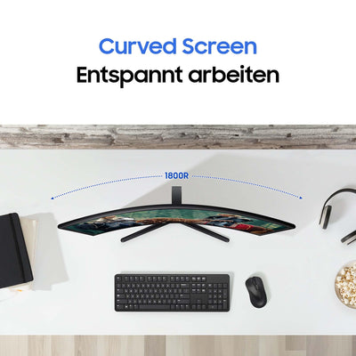 Samsung S36GD Essential Curved Monitor 27 Zoll, PC-Bildschirm mit VA-Panel, Full HD-Auflösung, 4 ms Reaktionszeit, Bildwiederholrate 100 Hz, Eco Saving Plus, Flicker Free, Schwarz, S27D366GAU