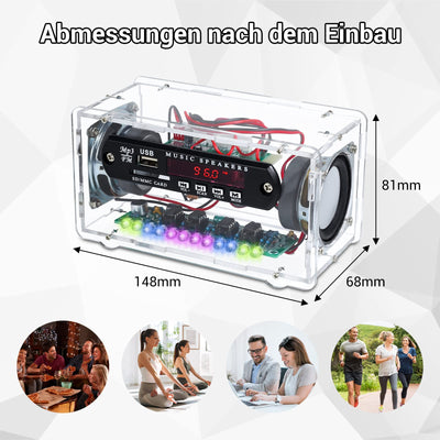 Elektronik Löt Bausatz Radio FM Bluetooth-Lautsprecherkit Erwachsene, 3W+3W Musikspieler mit LED Klangregelung Anzeigeleuchte Löten Ubungsset und Fernbedienung Schulelektronik Ausbildung Geburtstag