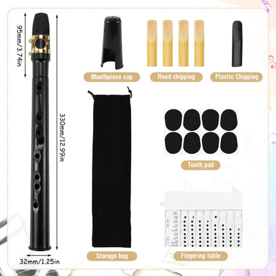 Mini Saxophon Spielbar Tragbares Instrumente Taschensaxophon Schwarz Pocket Saxophone Kit mit Saxophon Blätter Mundstück Tragetasche Zahnpolster Grifftabelle für Erwachsene Kinder Anfänger