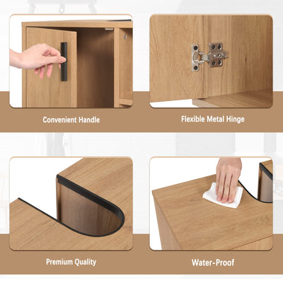 EUGAD Waschbeckenunterschrank mit Tür, Badezimmerschrank mit 2 offenen Ablagen, Schrank im Badezimmer, Unterschrank freistehend, Waschtischunterschrank