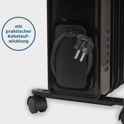 STAHLMANN Ölradiator ZR201 2500 Watt – Elektroheizung Energiesparend bis 50 qm Fläche – Heizung Elektrisch mit Thermostat und 3 Heizstufen – Elektrisches Heizgerät, Electric Heater Schwarz