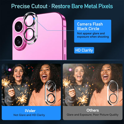 ivoler 3+3 Stück Schutz Glas für iPhone 16 Plus, 3 Stücke Schutzfolie Mit 3 Stück Kameraschutz und Positionierhilfe, 9H Härte, HD Klar, Anti-Kratz, Anti-Bläschen