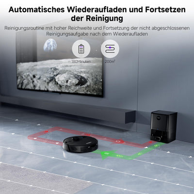 MONSGA Saugroboter mit Wischfunktion, 3.5L Staubsauger Roboter mit Absaugstation, 5000Pa Saugkraft, 180Min Laufzeit, LiDAR Navigation, Starke Saugkraft ideal für Teppich und Tierhaare, APP Steuerung