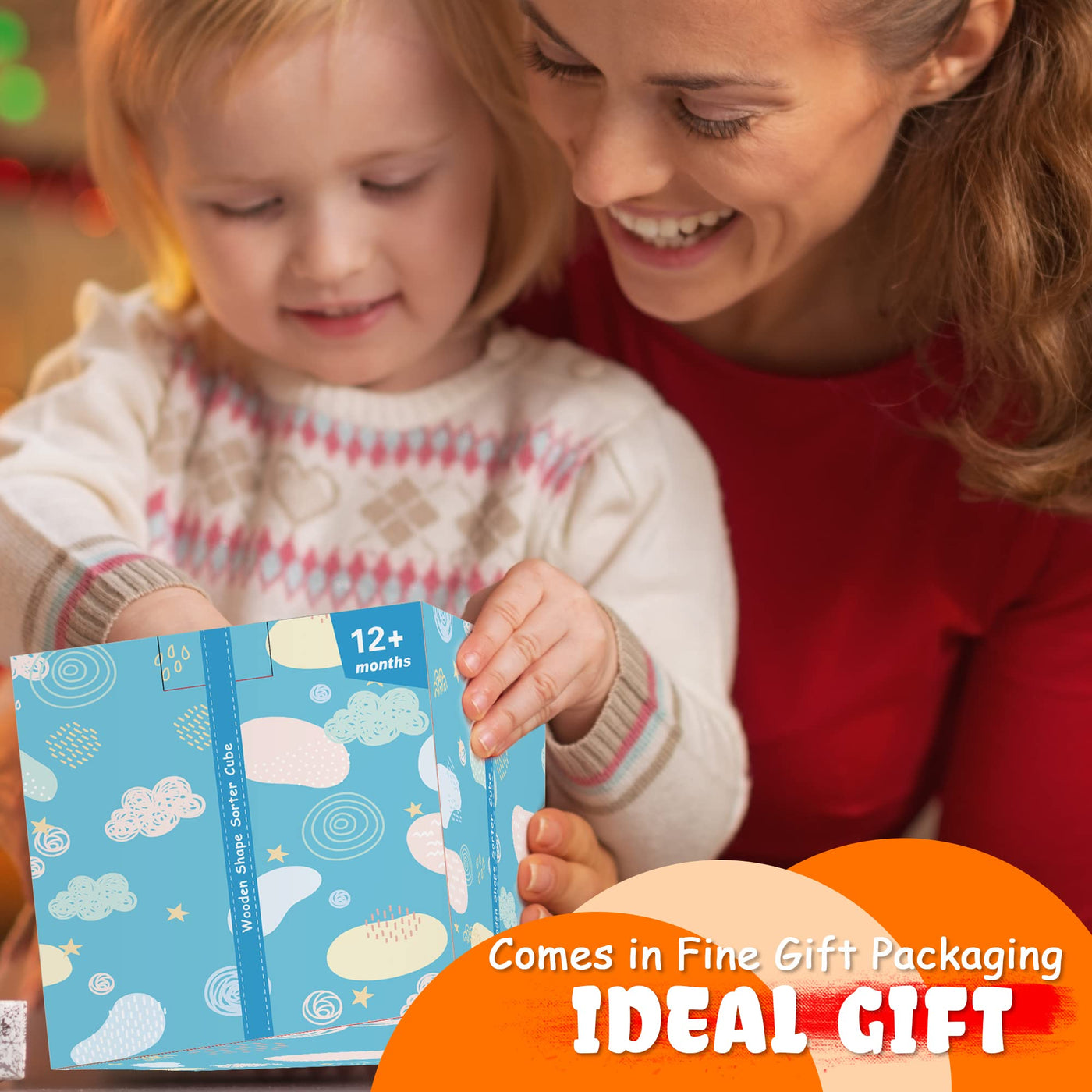 HELLOWOOD Sortierspiel Montessori Steckwürfel ab 1 Jahr, Lernspielzeug Motorikwürfel mit 8 Steckbausteinen, Holzspielzeug für Kinder ab 1 2 3 Jahre