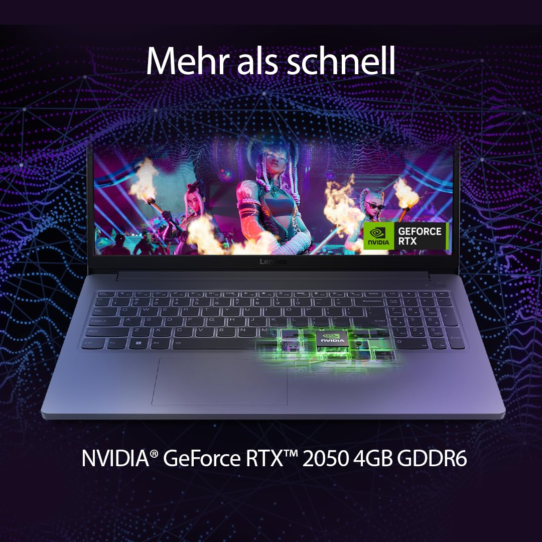 Lenovo LOQ Gaming Laptop | 15,6" Full HD 16:9 Display | 144Hz | Intel Core i5-12450HX | 16GB RAM | 512GB SSD | NVIDIA GeForce RTX2050 TGP 65W | G-Sync |QWERTZ | grau | AI Chip LA1