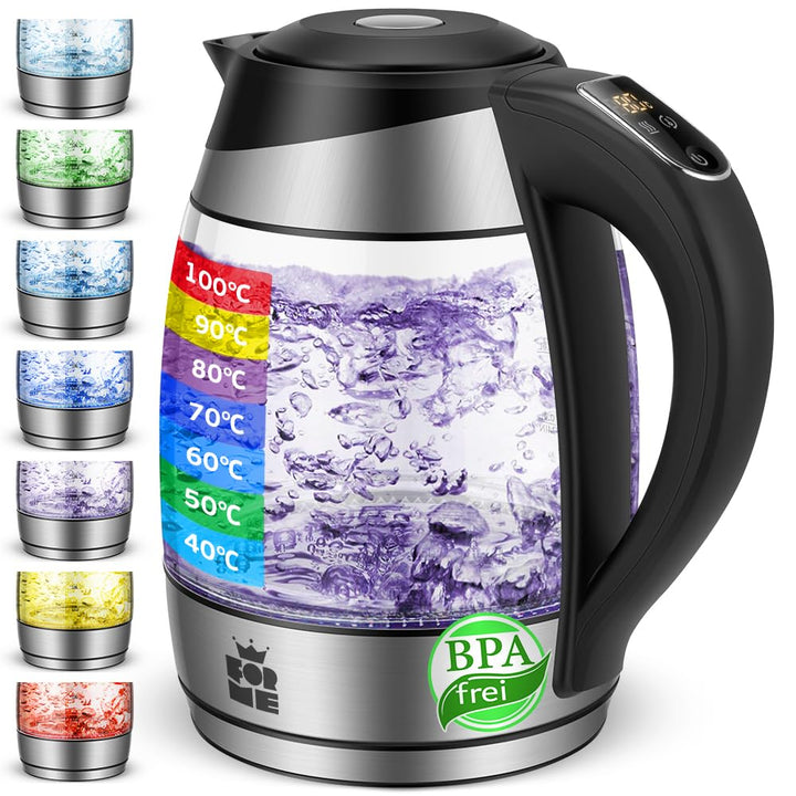 1500 W Elektrischer Wasserkocher 2.5 L + 1 L Elektrischer Wasserkocher Mit Einstellbarer Temperatur 240 V Teekocher Elektrisch Geeignet Für Büros Hotels Wohnungen Usw (Klar