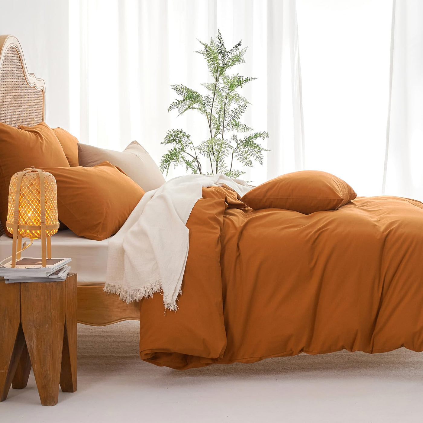 Sedefen Bettwäsche 200x200cm Baumwolle Bettwäsche-Sets Karamell Braun ÖKO-TEX Zertifiziert Bettbezug 3 Teilig Hohe Qualität 100% Baumwolle Bettwaren-Sets mit Reißverschluss und 2 Kissenbezug 80x80cm