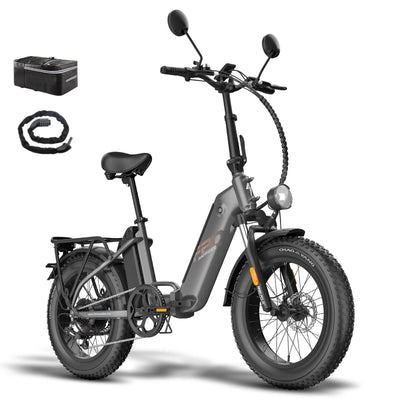 Fafrees FF20 Polar E-Bike Klapprad 20 * 4.0 Zoll, 500W 45km/h ebike Herren Doppelbatterien 24Ah/26.8Ah, Fatbike Damen Reichweite 150km/170km, E-Fahrrad Lagergewicht 150KG (24Ah Batterie, Schwarz)