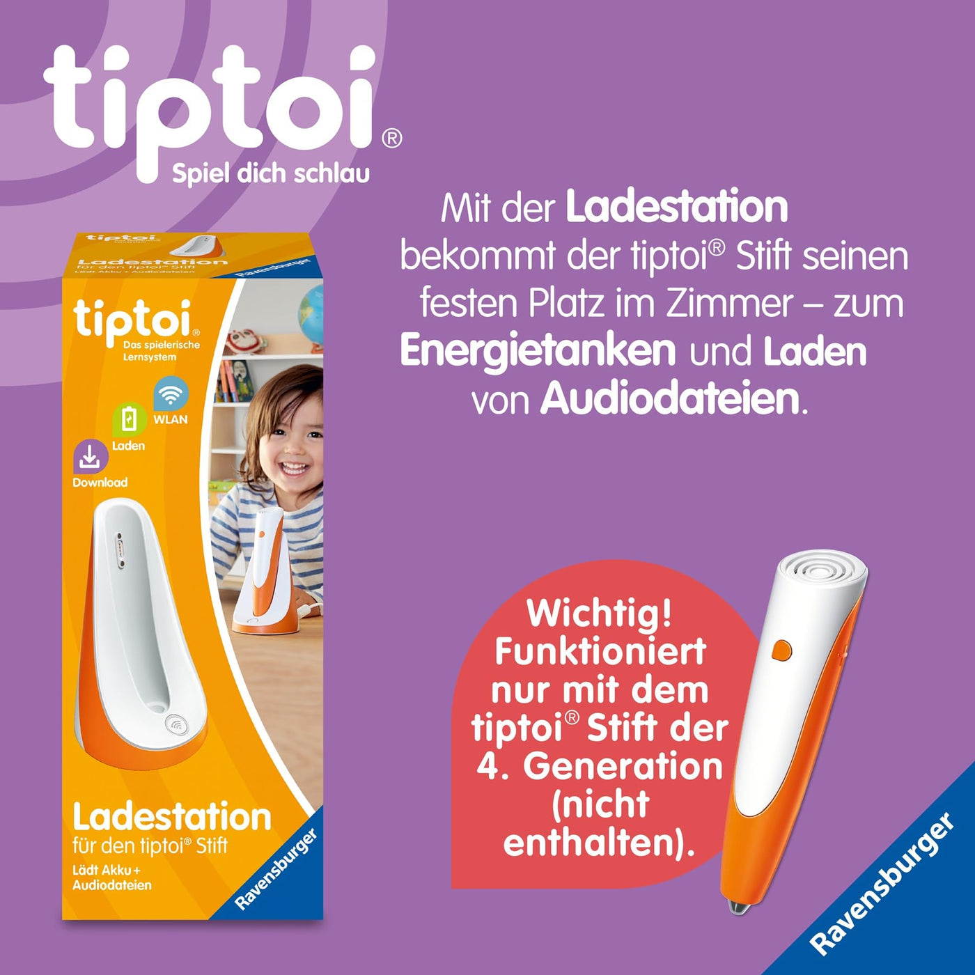 Ravensburger tiptoi Stift mit Liedertafel 00233 - Das spielerische Lernsystem, Lernspielzeug für Kinder ab 2 Jahren - Mit tiptoi Stift