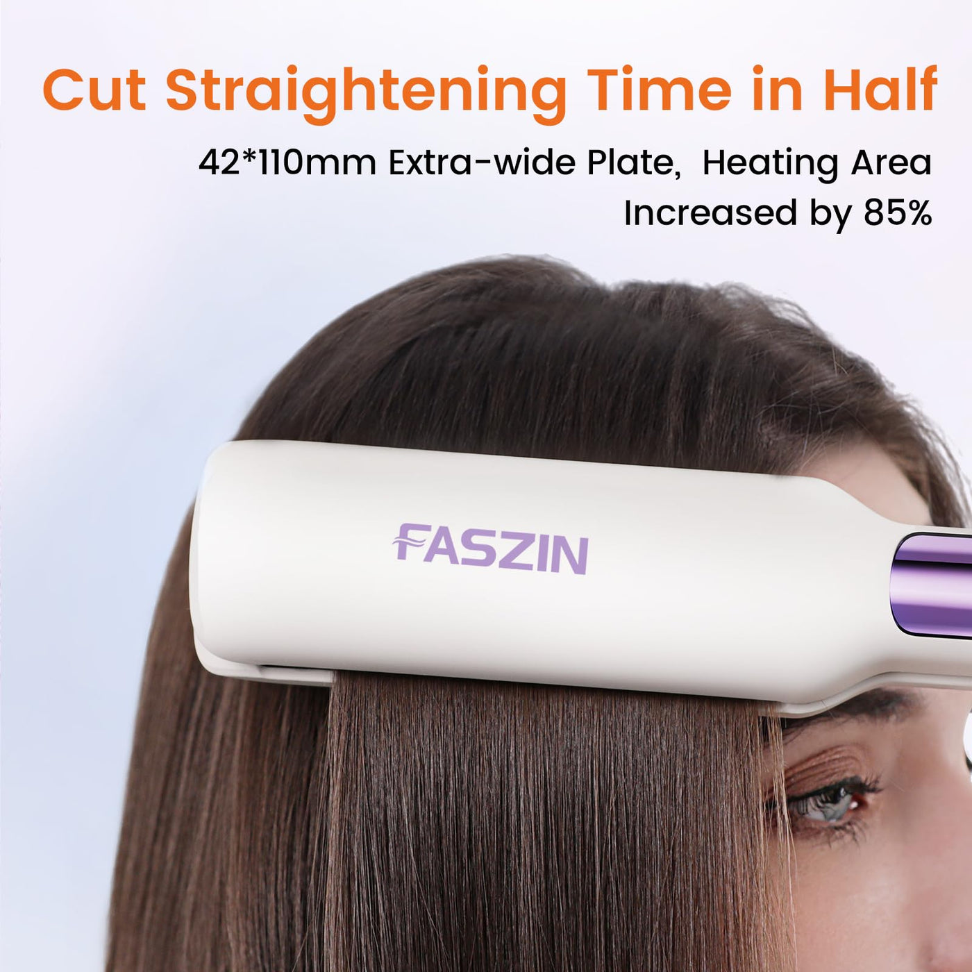 Faszin Professionelles Ionen Glätteisen, 42mm Breite Titanplatten Haarglätter für einen glatten Stil, weniger Haarbruch, 30s Schnelles Aufheizen, 11 Temperatureinstellungen, 130°C-230°C