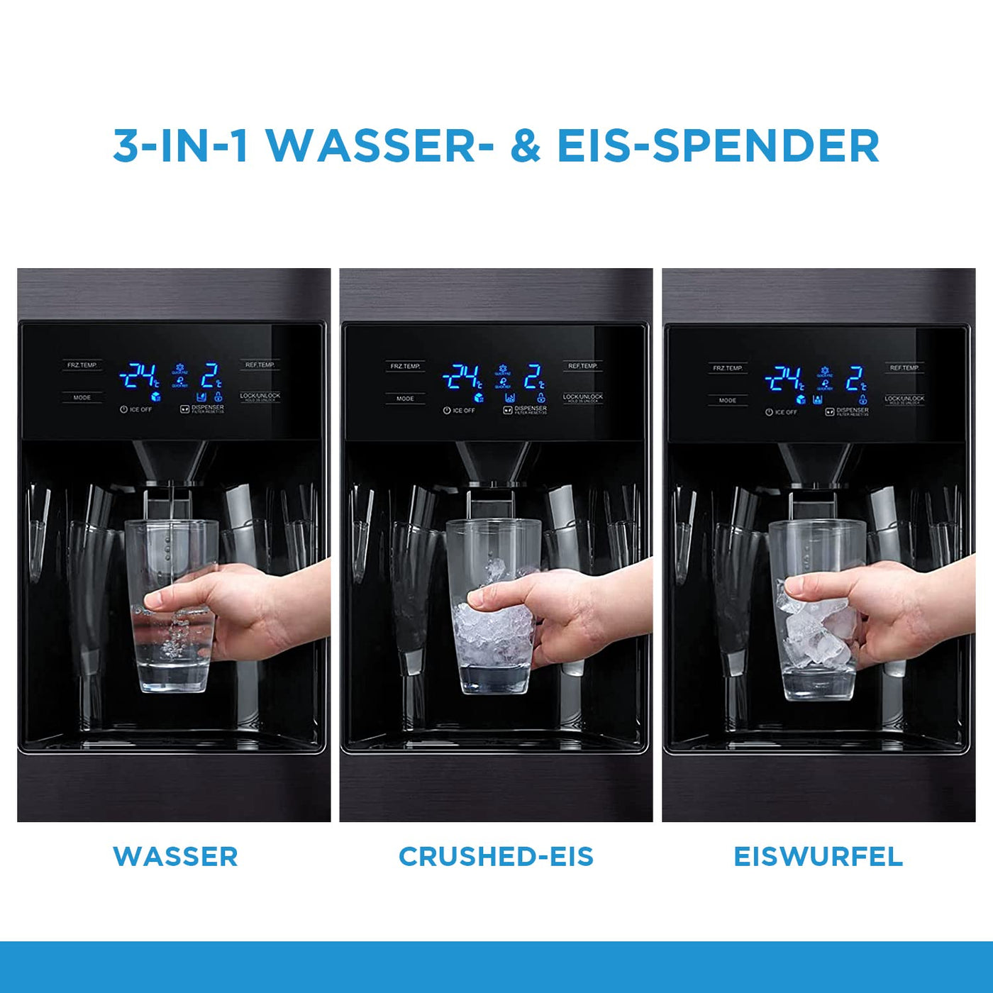 Midea KS-DDX 6.32 WT Side-by-Side Kühl-/Gefrierkombination/ 178,8 cm Höhe/ 254 kWh/Jahr/No Frost/Dual Inverter Compressor/mit 3in1 Wasser-/Eisspender und Wassertank, Dark Inox