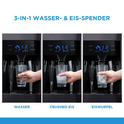 Midea KS-DDX 6.32 WT Side-by-Side Kühl-/Gefrierkombination/ 178,8 cm Höhe/ 254 kWh/Jahr/No Frost/Dual Inverter Compressor/mit 3in1 Wasser-/Eisspender und Wassertank, Dark Inox