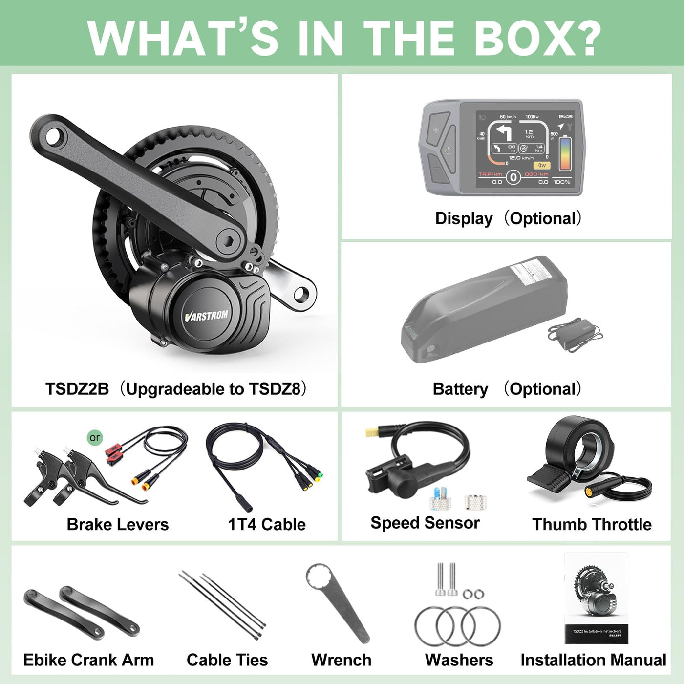 TSDZ Mittelmotor 48V 500W TSDZ2B 2024 Version, Elektrofahrrad Umbausatz mit EKD01-Multilanguage Ebike Anzeige for BB68mm Moutainbike