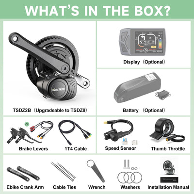 TSDZ Mittelmotor 48V 500W TSDZ2B 2024 Version, Elektrofahrrad Umbausatz mit EKD01-Multilanguage Ebike Anzeige for BB68mm Moutainbike