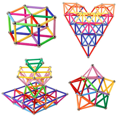 Funifinds 220 Stück Magnetische Stöcke Blöcke, Magnet Bildungsspielzeug Sticks Magnetische Bausteine Stapeln Spielzeug STEM Set, Nicht giftiges Gebäude Spielzeug 3D Puzzle mit Aufbewahrungstasche