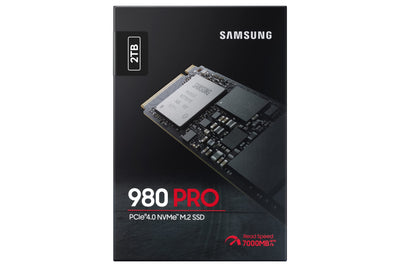Samsung 980 PRO NVMe M.2 SSD, 2 TB, PCIe 4.0, 7.000 MB/s Lesen, 5.000 MB/s Schreiben, Interne SSD für Gaming und Videobearbeitung, MZ-V8P2T0BW