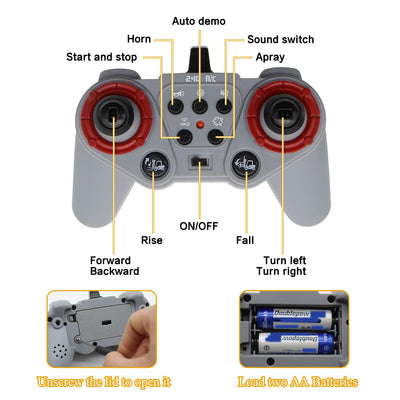Mostop Ferngesteuerter Gabelstapler Spielzeug, 1/24 Rc Gabelstapler Spielzeug, mit Boxen/Ton- und Lichtspray, Zwei wiederaufladbare Batterien & Ladegerät, Technik Auto Junge Geschenk
