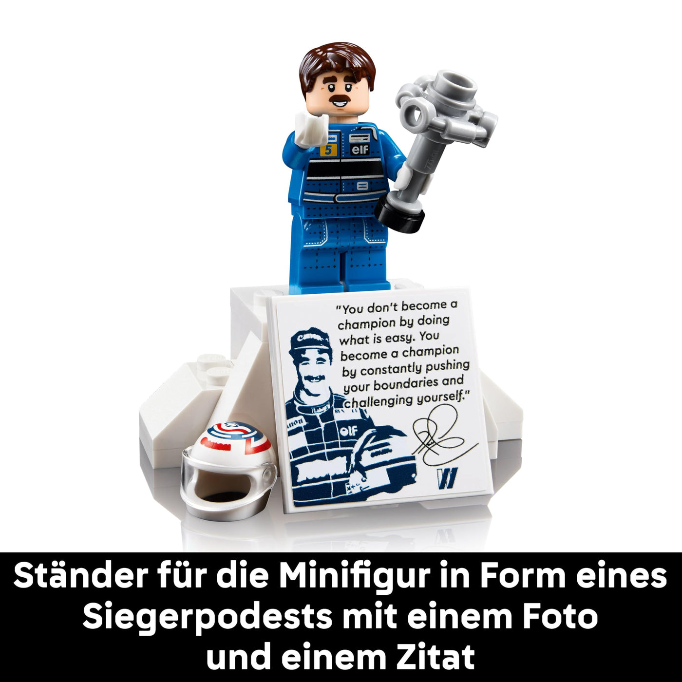 LEGO Icons Williams Racing FW14B mit Nigel Mansell - F1 Modellauto Set mit Rennfahrer Minifigur zum Sammeln - Schreibtischdeko mit Ständer - Geschenk für Erwachsene & Jugendliche Motorsportfans 10353