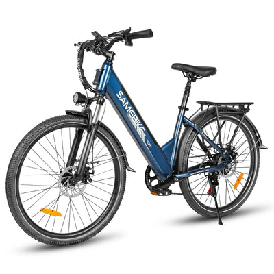 SAMEBIKE 26 Zoll E-Bike Herren Damen mit 250W Motor, 36V 540Wh Akku, Elektrofahrräder E-Fahrrad mit 7-Gang-Getriebe, LCD-Display, Pedelec Citybike EBike, Grün (Urban, Blau)