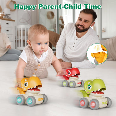 MOONTOY Spielzeugautos ab 1 Jahr, Press and Go Auto für Kleinkinder ab 1 2 3 Jahren, 3 Stück Dinosaurier Baby Auto Spielzeug ab 1 Jahr Jungen, Großartig Geschenk für Kinder ab 12 18 Monaten