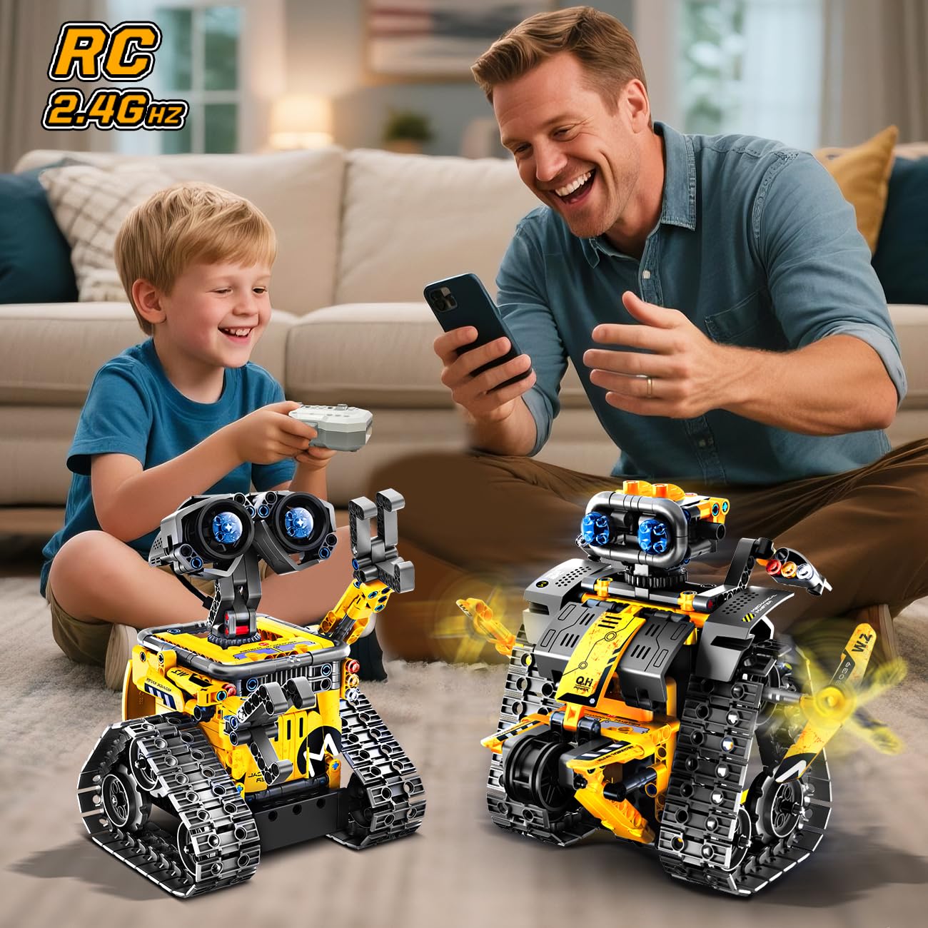 HiWEEGO Technik Roboter für Kinder Bausatz - 5-in-1 mit Fernbedienung und App Steuerung | 520 Stück RC Wall Roboter/Tech Roboter Wiederaufladbarer Geschenke für 6-12+ Jahre alte Jungen Mädchen