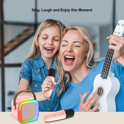 Karaoke Maschine Kinder, Karaoke Anlage mit 2 Mikrofonen, ideal für Duette, Partys oder Familienabende, Geschenk & Spielzeug für Mädchen 4–12 Jahre