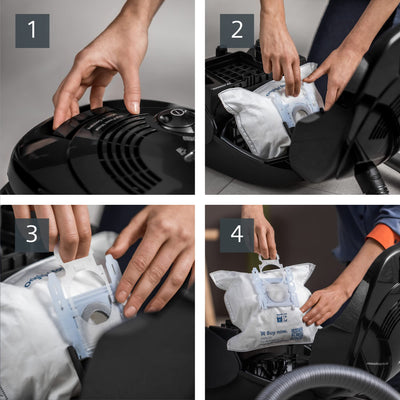 Siemens Staubsauger mit Beutel synchropower VS06A212, Bodenstaubsauger, Hygiene-Filter, Bodendüse für Parkett, Teppich, Fliesen, starke Saugleistung, langes Kabel, Fugendüse, 600 W, schwarz