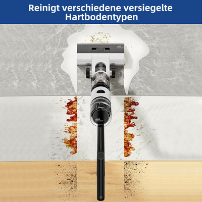 JONR ED12 Nass Trockensauger Akku, Kabelloser Nass Trocken Staubsauger Saugwischer Akku, Kantenreinigungsbürste 6mm, Selbstreinigung, 850mL Wassertank, Anti-Verwirrungs-Haar für Hartböden, Tierhaare