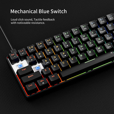 Newmen GM611 Gaming Tastatur,RGB-Beleuchtung 61 Multimedia-Tasten Kabelgebundene Mechanische Tastatur Anti-Ghosting Programmierbare Gaming Tastatur 60 Prozent für PC/Windows Gamer Blau Schalter