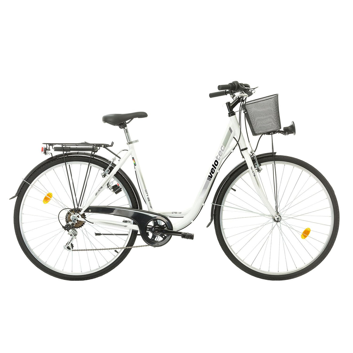Multibrand Probike 28 Zoll City Fahrrad ALU Rahmen 7 Gang, Korb, Fahrrad-Licht, Damen, Herren geeignet ab 170-185 cm (Weiß grau, 510)
