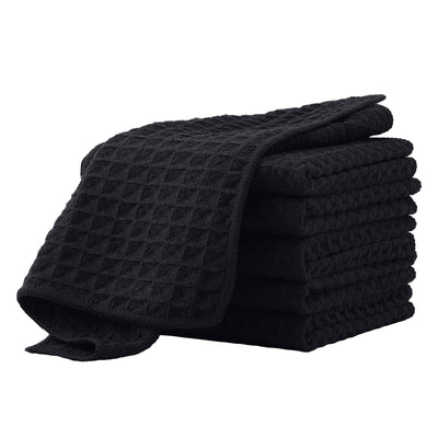 Moosfor Microfasertücher, 6er-Set, Saugfähige Fusselfrei Küchentücher Spültücher für Küche Dicke Barista Tuch Geschirrtücher Lappen, 30 x 30 cm, Schwarz