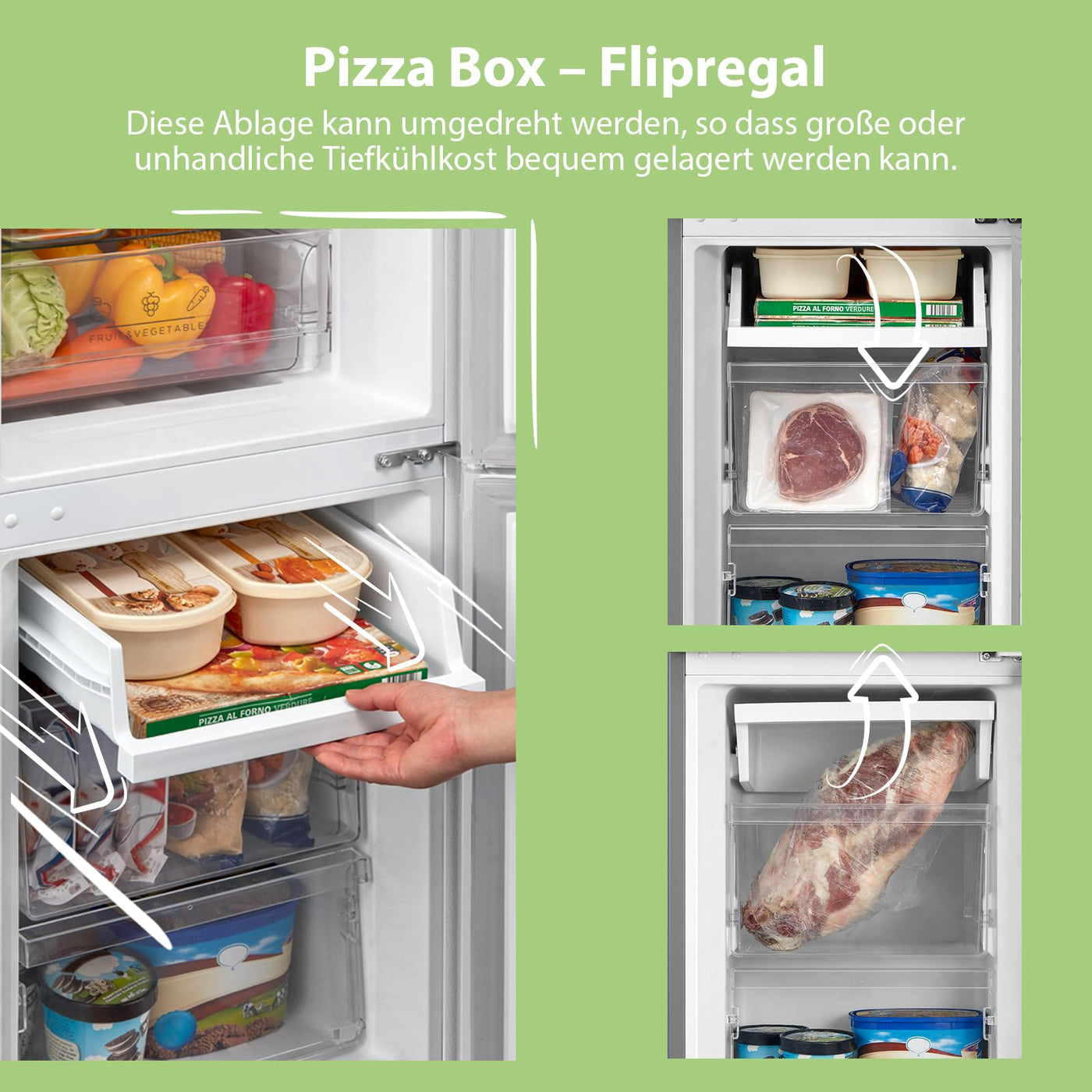 Comfee RCB169DS3 Kühlschrank mit Gefrierfach 150cm Höhe/Kühl-/Gefrierkombination Freistehend/Low Frost/174L/leise Kühlgefrierkombi 38dB/Einstellbare Kühlschranktemperatur/LED-Licht/156 kWh/Jahr/Silber