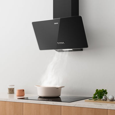 CIARRA CBCB6750 Dunstabzugshaube 60cm Umluft Kopffreie Schräghaube 350m³/h Abluft 3 Stufen Wandmontage Abzugshaube Schwarz