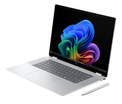 HP OmniBook X Flip, Copilot+ PC, 16" OLED Touch, Intel Core Ultra 7 258V (47 NPU Tops), 32 GB RAM, 1 TB PCIe Gen4 SSD, Intel Arc 140 GPU, Windows 11, KI-gestützt, Convertible Laptop, QWERTZ, Silber