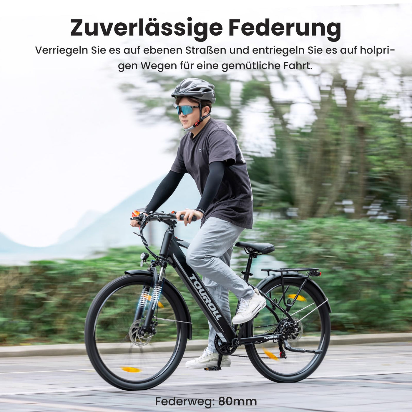 Touroll 27,5 Zoll E Bike, Elektrofahrrad E-Bike Herren Damen mit 36V 15.6Ah 561.6Wh Akku, Bis zu 100KM, 250W Motor, E-Fahrrad mit 7-Gang-Getriebe, Pedelec Citybike EBike für Trekking J1