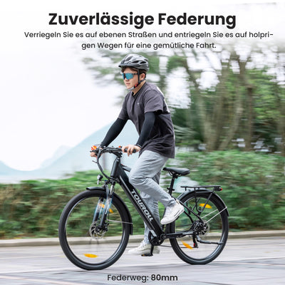 Touroll 27,5 Zoll E Bike, Elektrofahrrad E-Bike Herren Damen mit 36V 15.6Ah 561.6Wh Akku, Bis zu 100KM, 250W Motor, E-Fahrrad mit 7-Gang-Getriebe, Pedelec Citybike EBike für Trekking J1