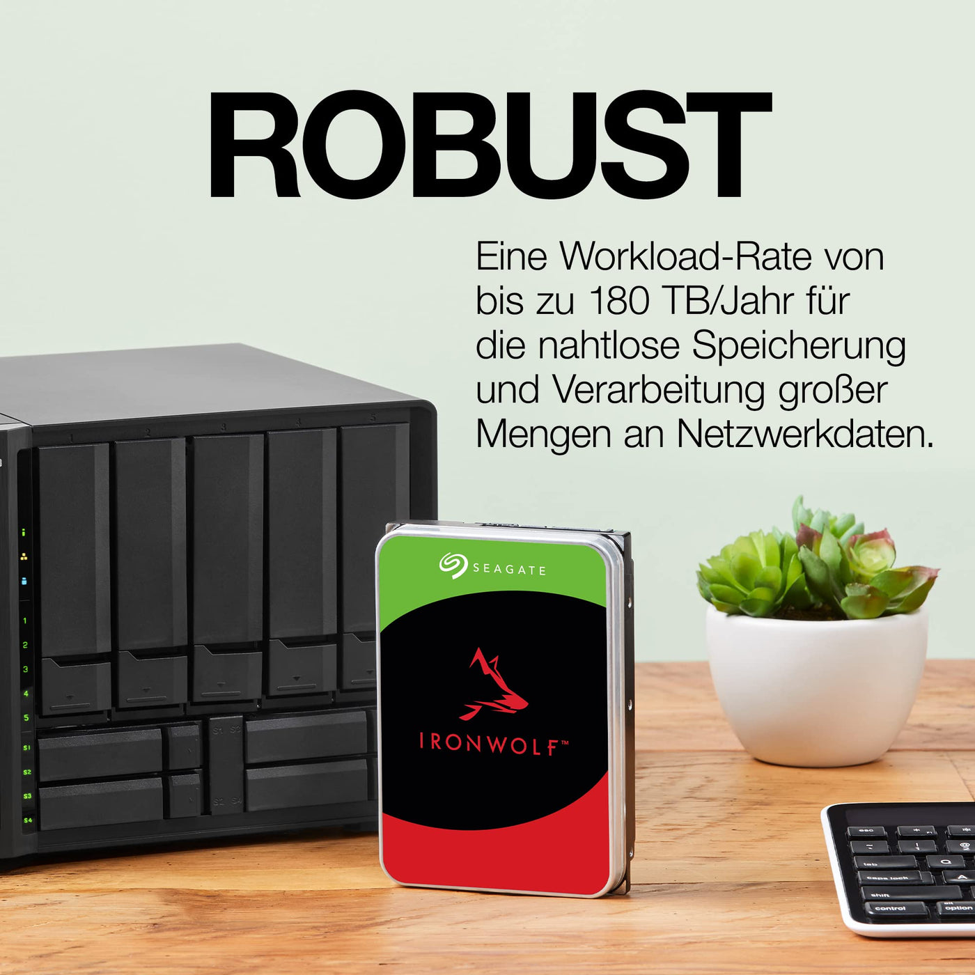 Seagate IronWolf, NAS interne Festplatte 12TB HDD, 3.5 Zoll, 7200 U/Min, CMR, 256 MB Cache, SATA 6GB/s, silber, FFP, inkl. 3 Jahre Rescue Service, Modell: ST12000VNZ008