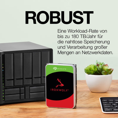 Seagate IronWolf, NAS interne Festplatte 12TB HDD, 3.5 Zoll, 7200 U/Min, CMR, 256 MB Cache, SATA 6GB/s, silber, FFP, inkl. 3 Jahre Rescue Service, Modell: ST12000VNZ008