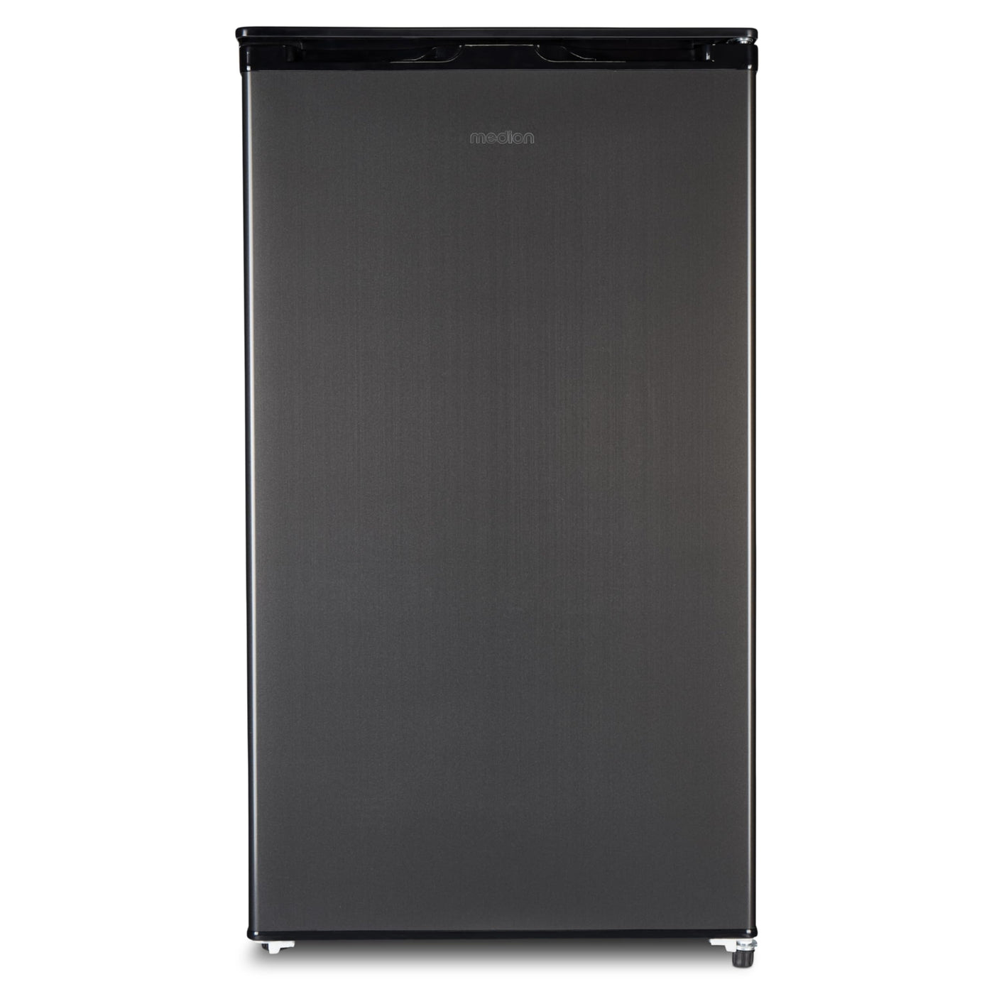 MEDION Kühlschrank mit Eiswürfelfach (90L Gesamt-Nutzinhalt 80L Kühlteil 10L Eiswürfelfach, transparente Gemüseschublade, freistehend, wechselbarer Türanschlag, höhenverstellbare Füße, MD37690) grau