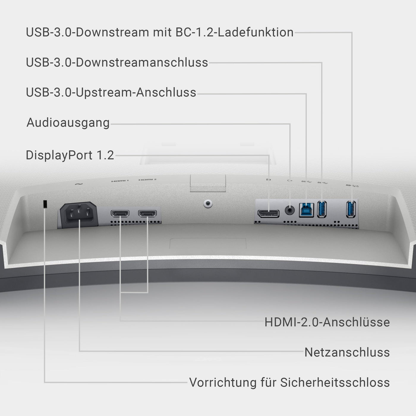 Dell S3221QSA 31.5 Zoll 4K UHD (3840x2160) 1800R Curved Monitor, 60Hz, VA, 4ms, AMD FreeSync, 99% sRGB, Eingebaute Lautsprecher, DisplayPort, 2x HDMI, 3x USB, 3 Jahre Garantie, Silber