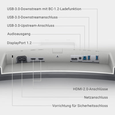 Dell S3221QSA 31.5 Zoll 4K UHD (3840x2160) 1800R Curved Monitor, 60Hz, VA, 4ms, AMD FreeSync, 99% sRGB, Eingebaute Lautsprecher, DisplayPort, 2x HDMI, 3x USB, 3 Jahre Garantie, Silber