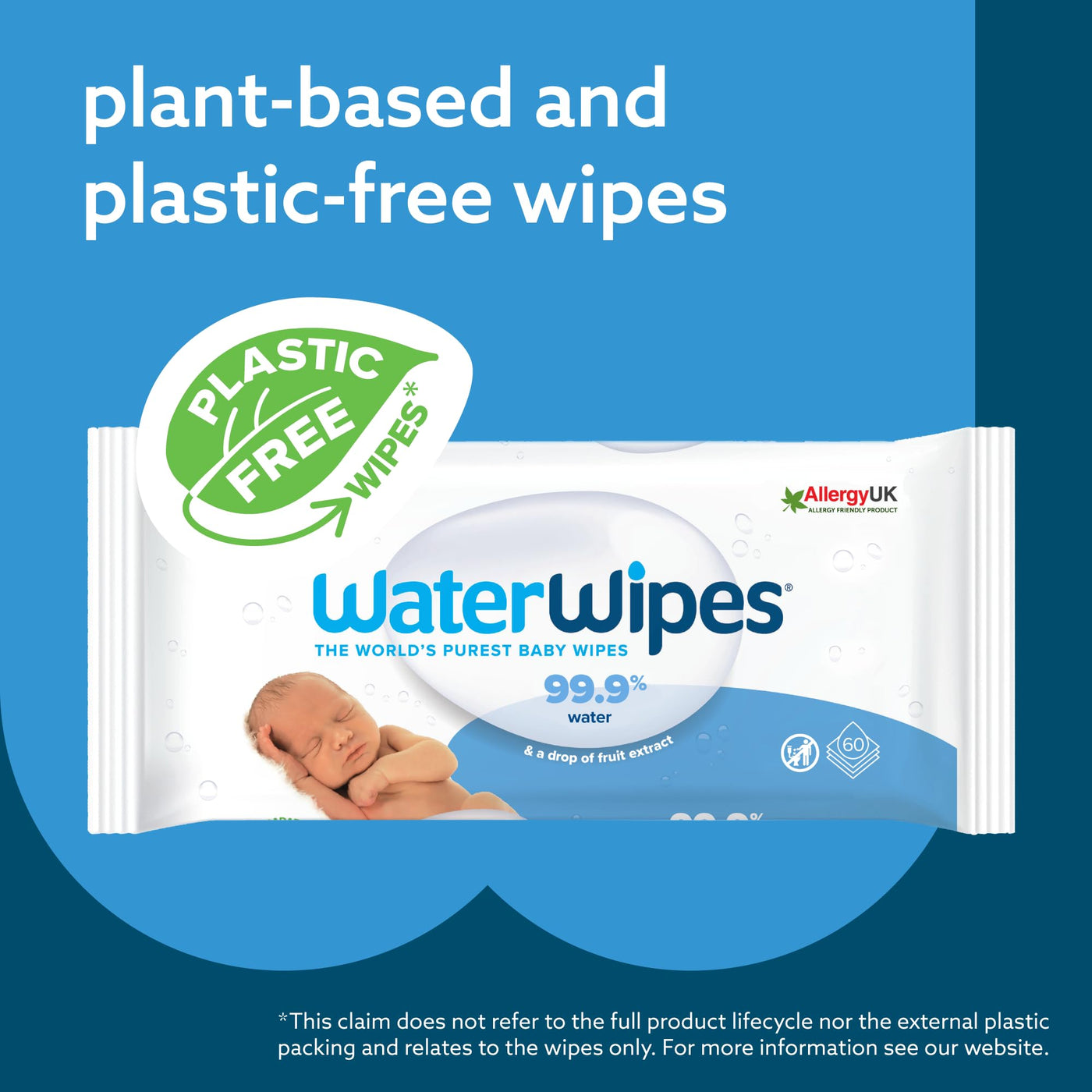 WaterWipes plastikfreie, originale Reinigungstücher für Babys, 720 Stück (12 Packungen), 99,9 % wasserbasierte Reingugnstücher, unparfümiert für empfindliche Haut