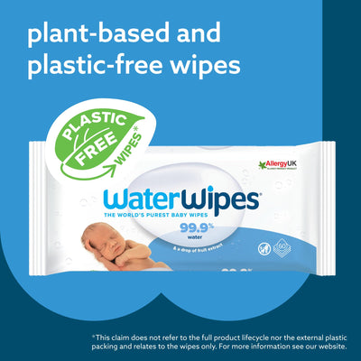 WaterWipes plastikfreie, originale Reinigungstücher für Babys, 720 Stück (12 Packungen), 99,9 % wasserbasierte Reingugnstücher, unparfümiert für empfindliche Haut