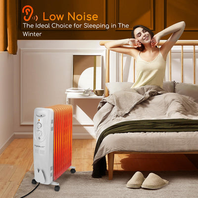Aigostar Pangpang - 2300W Ölradiator energiesparend Heizkörper mit 11 Rippen, Radiatoren Elektrisch Heizung mit Thermostat, 3 Heizstufen, Elektroheizung Mobiler Ölgefüllte Heizkörper