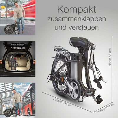 aktivelo E-Klapprad, 20 Zoll E-Bike, Faltrad mit wartungsfreiem 250 W Mittelmotor mit 5 Motorunterstützungsstufen, 65 km Reichweite, 7 Gang Nabenschaltung, für Damen und Herren geeignet