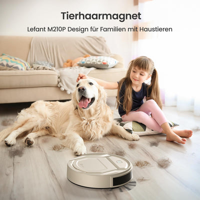 LEFANT M210P Saugroboter, Superschlank Staubsauger Roboter, 2200 Pa Saugkraft, 120 Min Laufzeit, WLAN optimiert für Teppiche, Tierhaare, Hartböden, Roboterstaubsauger mit Ladestation, Champagnergrau