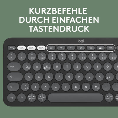Logitech Pebble 2 Combo, kabellose Tastatur und Maus, leise und mobil, anpassbar, Logi Bolt, Bluetooth, Easy-Switch für Windows, macOS, iPadOS, Chrome, Deutsches QWERTZ-Layout, Grafit